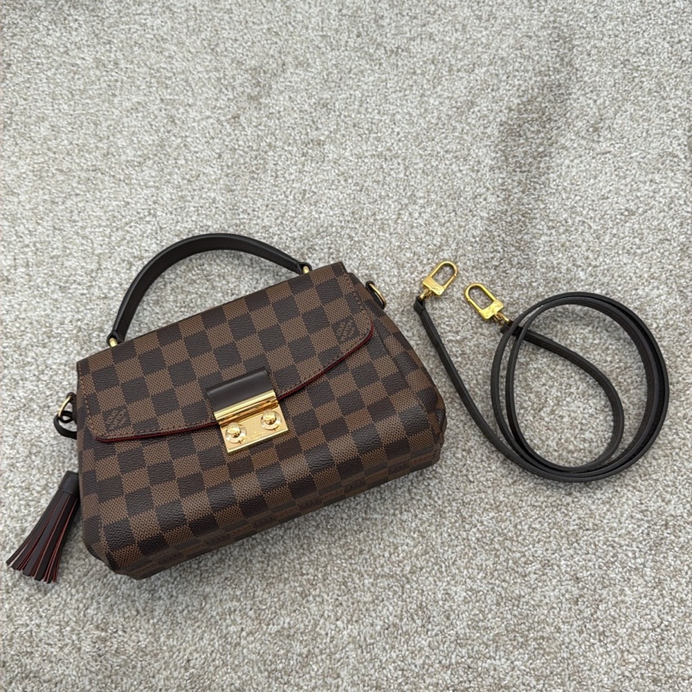 LOUIS VUITTON Croisette Damier Ebene Shoulder Crossbody Bag Brown - Picture 12 of 14